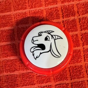 Red and White Goat Design Button